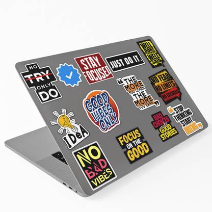 RINKON Pack of 13 Laptop Stickers Motivational Quote for Self Adhesive Quotes Stickers Vinyl Reusable Laptop Skin Compatible for 15.6 inch