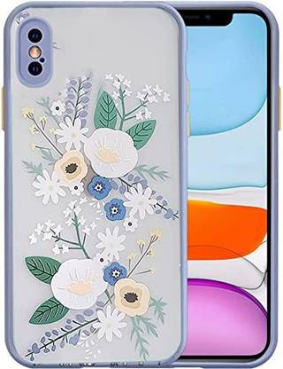 mytB Back Cover for iPhone X White Flower 3D Floral Print Transparent Case