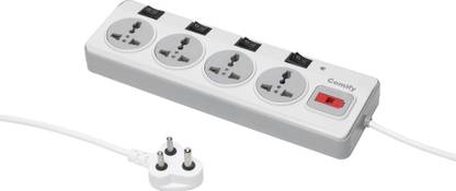 comify Extension Board with Master Switch, Indicator, 4 socket with wire lenght 10.7ft Three Pin Plug