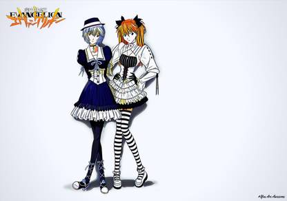 Neon Genesis Evangelion: Asuka & Rei Ayanami Anime Art Effect Poster 5 (18inchx12inch) Photographic Paper