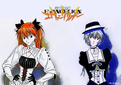 Neon Genesis Evangelion: Asuka & Rei Ayanami Anime Art Effect Poster 3 (18inchx12inch) Photographic Paper