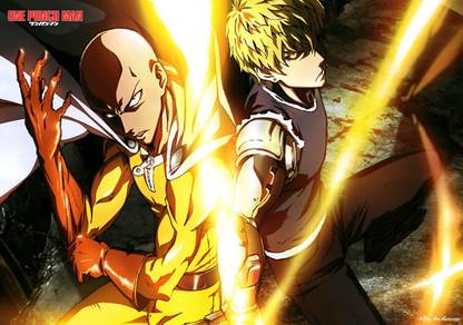 One Punch Man: Saitama x Genos Anime Art Effect Poster 10 (18inchx12inch) Photographic Paper