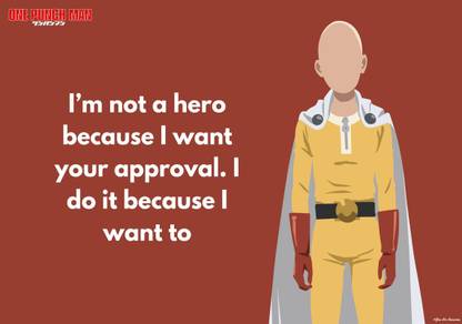 One Punch Man: Saitama Anime Quotes Illustrated Poster 15 (18inchx12inch) Photographic Paper