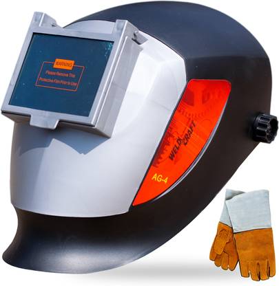 Buildingshop Weldcraft Superior Welding Helmet With Black & White Glasses & Welding Gloves Welding Helmet