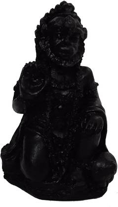 Purpledip Resin Idol Blessing Hanuman: Black Granite Finish Statue Decorative Showpiece  -  6 cm