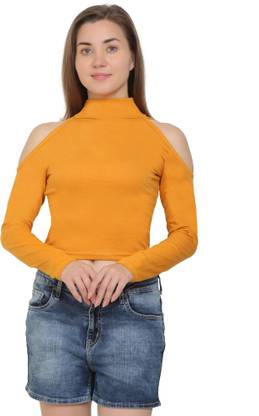 Casual Solid Women Yellow Top