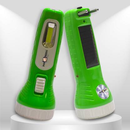 Make Ur Wish 2 In 1 Solar Rechargeable Flashlight Two-Pin Plug LED Torch Torch