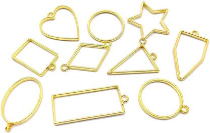 PRANSUNITA 10 Pcs Open Metal Frame Pendants Bezels, Thick Hollow Pendant