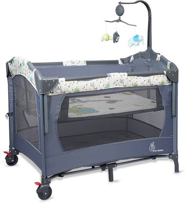 R for Rabbit Hide and Seel Plus Baby Cot Grey Moveable Crib
