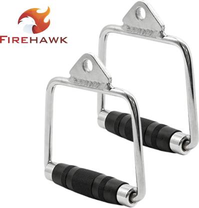 Firehawk Pair of D Handle with Rubber Hand grips, Attachment for Weight Lifting Multi-training Bar
