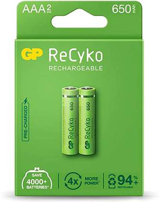 GP Batteries ReCyko AAA 650mAH 2PL Rechargeable   Battery