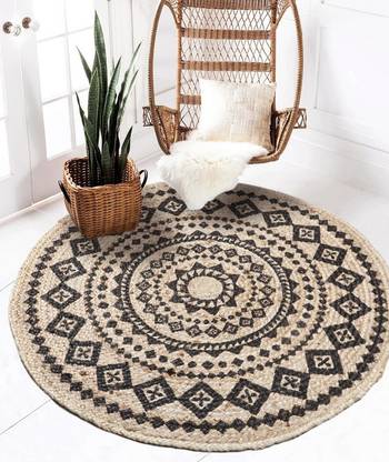 FINE TEX WORLD 3 ft  X 3 ft Jute Carpet