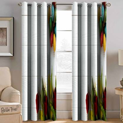 BELLA TRUE 152 cm (5 ft) Window Polyester Semi Transparent Curtain (Pack Of 2)