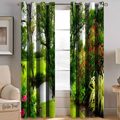 BELLA TRUE 213 cm (7 ft) Polyester Semi Transparent Door Curtain (Pack Of 2)