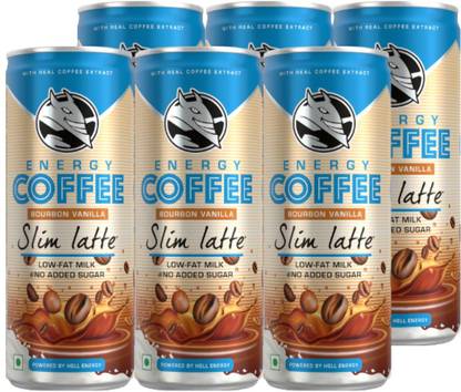 Hell Energy Coffee Slim Latte pack of 6|caffeine content, B Group vitamins Energy Drink