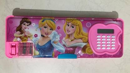 rozik Barbie geometry box for girls with dual sharpener &Calculator Plastic Pencil Box Geometry Box