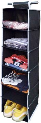 I Se U 6 Shelf Fabric Wardrobe Cloth Hanging Organizer with Strap-Pack Of 1 Hanging Closet Organizer