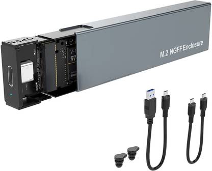 microware M.2 NVME and SATA NGFF Enclosure Dual Protocol Gen 2 USB 3.1 M.2 SSD 4 inch SSD Enclosure External