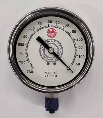 Japsin Vacuum -760 to 0 MMHG Pressure Gauge Dia 100MM, SS Body, Bottom Connection 3/8" Ring Gauge