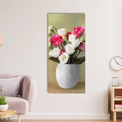 eCraftIndia Beautiful Flower Vase Original Design Canvas Printed Wall Painting Canvas 48 inch x 24 inch Painting