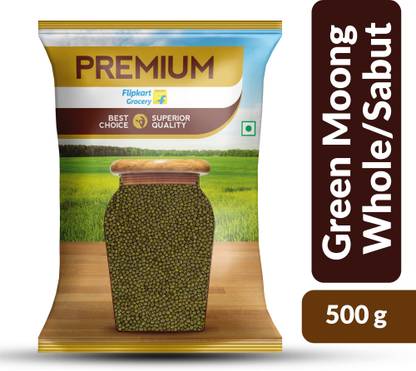 Premium Unpolished Green Moong Dal (Whole) by Flipkart Grocery