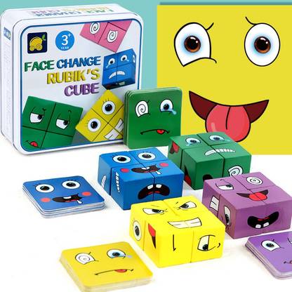 Tokid Metal box face-changing cube building blocks challenge level wooden toys