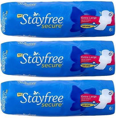 STAYFREE Secure Cottony XL wings ( 6+6+6 pad ) Sanitary Pad