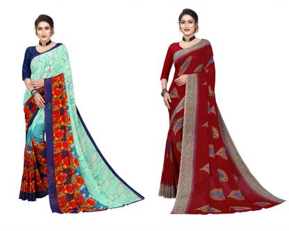 THE PRIVATE LABLE Printed Fashion Georgette Saree with Unstitched Blouse