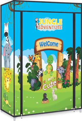 Beautify Multipurpose Jungle Adventure Theme Kids Almirah 4 Shelves Storage Organizer Plastic Shoe Stand