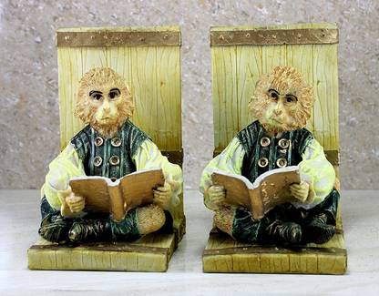eSplanade Resin Monkey Book Ends - Book Shelf Organizer (12" Inches) Decorative Showpiece  -  19.1 cm