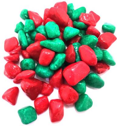 Aisley Decorative Marble Concrete Stone Pebbles For Home Garden Decor (Red-Green, 5Kg) Painted, Polished, Regular Angular, Asymmetrical, Rectangular Marble Stone