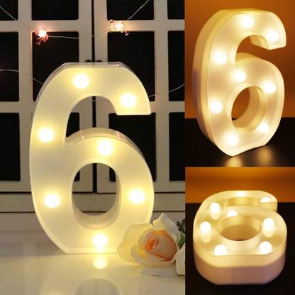 Party Propz Marquee Letter Light / Marquee Light - LED Marquee Number Light (Number 6) Night Lamp