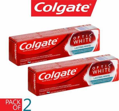 Colgate Optic White Lasting White Whitening Toothpaste - Value Pack - 2 x 75ml Toothpaste