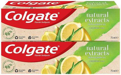 Colgate Natural Ultimate Fresh with Lemon and Aloe Vera Toothpaste 75ml Pack of 2 Toothpaste