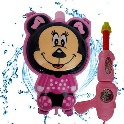 Ascension Cartoon Minnie Mouse Tank Pichkari Plastic Toy Gun Holi Water Gun 1.25L tank Water Gun
