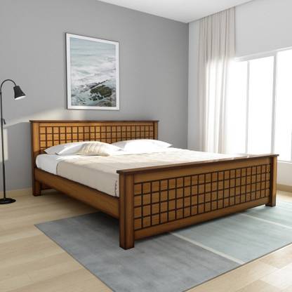 Sekar Lifestyle Teak Wood Block Series ( 78 X 36 ) Solid Wood King Bed