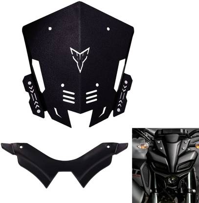 Vagary Combo of Black Metal Visor With Winglet for Yamaha MT 15 Bike Windshield