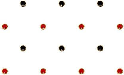 Comet Busters Red and Black Round Velvet Bindi for Women With Gold Bead Border (4mm) (BV1484) Forehead Multicolor Bindis