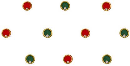 Comet Busters Red and Green Round Velvet Bindi for Women (6.5mm) (BV1481) Forehead Multicolor Bindis