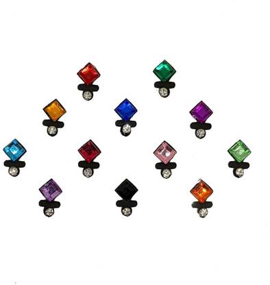 Comet Busters Multicolored Square Stone Bindi for Women (BV1463) Forehead Multicolor Bindis