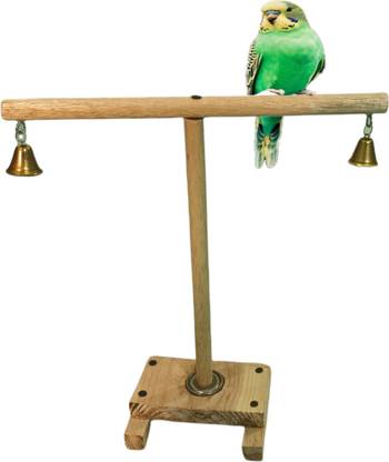 AMISHIFY Rotating wooden Bird Perch on stand for Birds Play and training Bird Play Stand