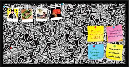 Artzfolio Circled Life Notice Pin Board Black Frame 24 x 12 inch (61 x 30 cms) Cork Bulletin Board