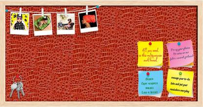 Artzfolio Crocodile Hide Notice Pin Board Natural Brown Frame 30 x 15 inch (76 x 38 cms) Cork Bulletin Board