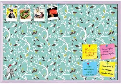 Artzfolio Branches Notice Pin Board White Frame 30 x 20 inch (76 x 51 cms) Cork Bulletin Board