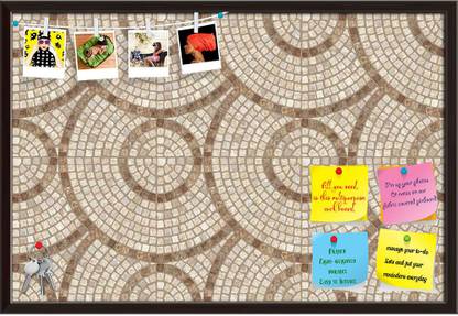 Artzfolio Brown Mosaic Notice Pin Board Dark Brown Frame 24 x 16 inch (61 x 41 cms) Cork Bulletin Board