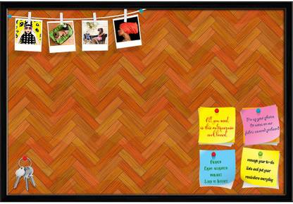 Artzfolio Texture Style Notice Pin Board Black Frame 36 x 24 inch (91 x 61 cms) Cork Bulletin Board
