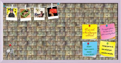 Artzfolio Tiled Art Notice Pin Board White Frame 24 x 12 inch (61 x 30 cms) Cork Bulletin Board