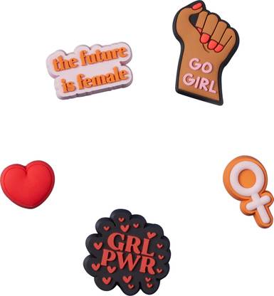Crocs Grl Pwr Pin Backer Jibbitz - Pack Of 5 Plastic Shoe Charm