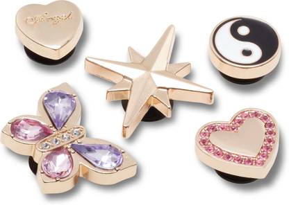 Crocs Pink and Gold Jibbitz - Pack Of 5 Plastic Shoe Charm