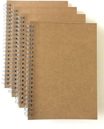 INNAXA 4 Pack A5 Square Grid, Silver Spiral Notebooks and Journals, A5 Notebook Square Grid 100 Pages